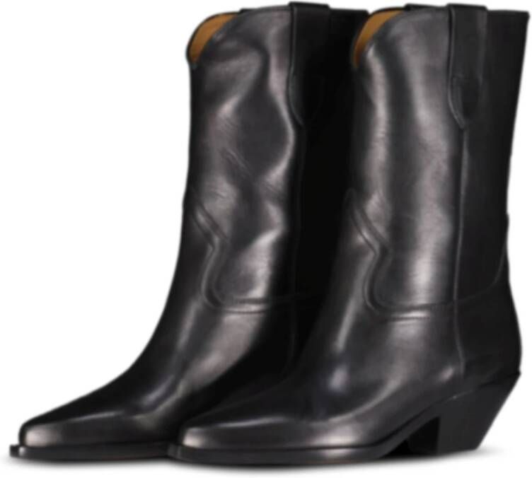 Isabel marant Leren Cowboy Boots met Cubaanse Hak Black Dames