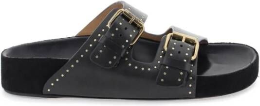 Isabel marant Leren Slides met Verstelbare Bandjes Black Dames