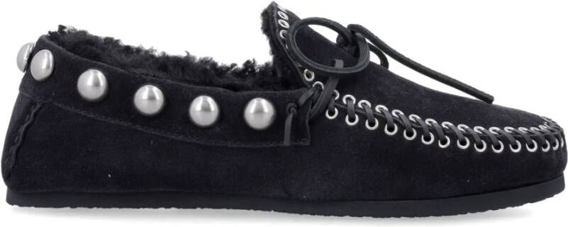 Isabel marant Shearling Loafer Zwarte Schoenen Black Dames