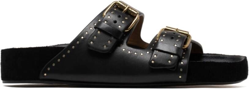 Isabel marant Leren Slides met Verstelbare Bandjes Black Dames