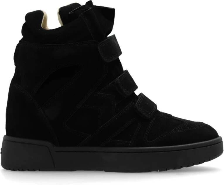 Isabel marant Zwarte Leren Sneakers met Velcro Straps Black Dames