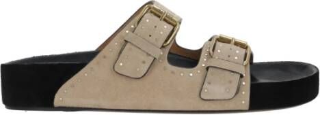 Isabel marant Studded Beige Suède Platte Sandalen Beige Dames