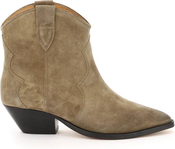 Isabel marant Western Stijl Suède Enkellaarzen met Zijlussen Beige Dames