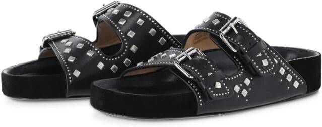 Isabel marant Zilveren Detail Slide Sandaal Black Dames