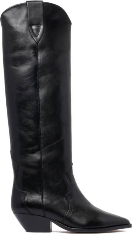 Isabel marant Denvee-Gz Leren Laarzen Puntige Neus 5 cm Hak Black Dames