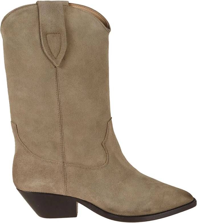 Isabel marant Zwarte Leren Enkellaarzen Beige Dames