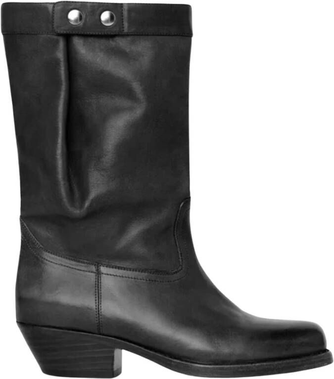 Isabel marant Zwarte Leren Enkellaarzen Black Dames