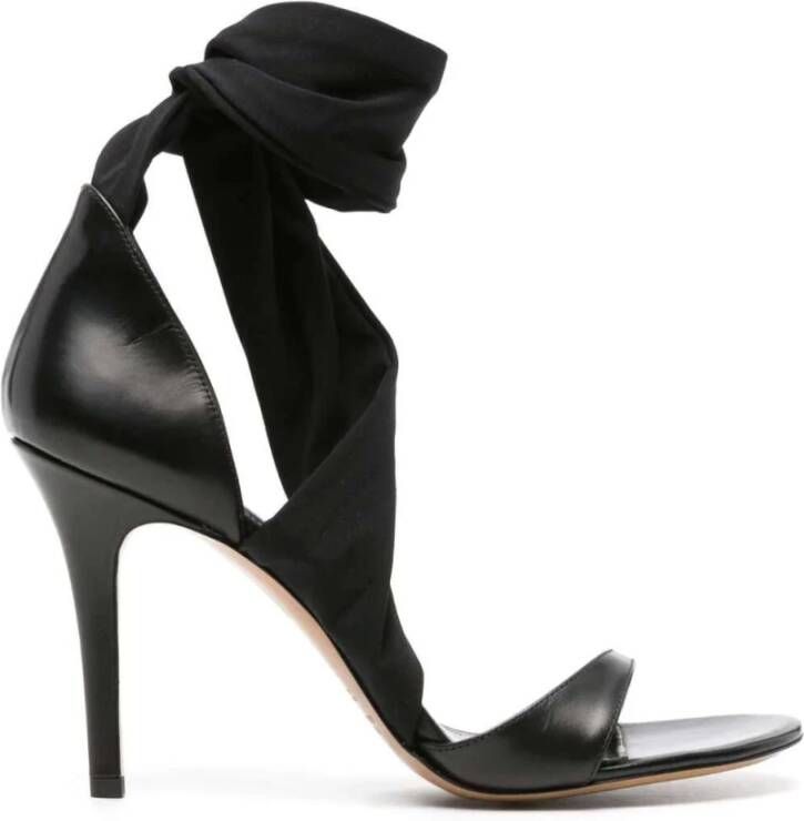 Isabel marant Zwarte Leren Sandalen met Striksluiting Black Dames