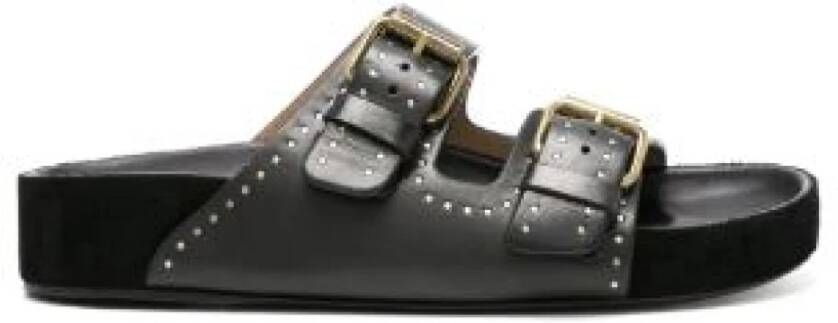 Isabel marant Leren Slides met Verstelbare Bandjes Black Dames