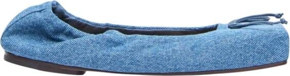 Jacquemus Denim Square Toe Ballerina Flats Blue Dames