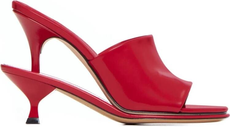 Jacquemus Rode Leren Dubbele Hak Sandalen Red Dames