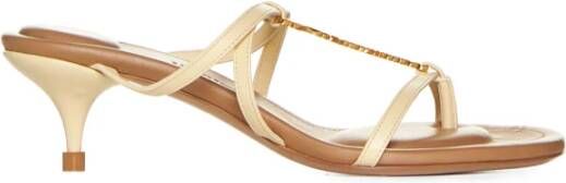 Jacquemus Witte Leren T-Bar Sandalen Beige Dames