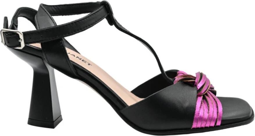 Janet & Janet Hoge hakken Fene Naomi Fuchsia Zwart Black Dames