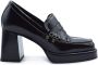 Janet & Janet Zwarte Naplak Loafers met 9cm Hak Black Dames - Thumbnail 4