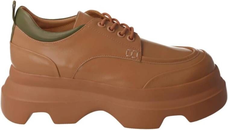 Jeannot Nude Leren Blucher met Groen Detail Pink Dames