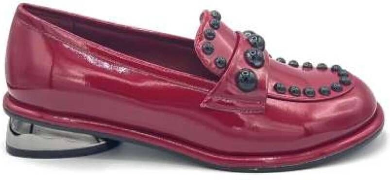 Jeannot Robijn Patent Studded Loafer Red Dames