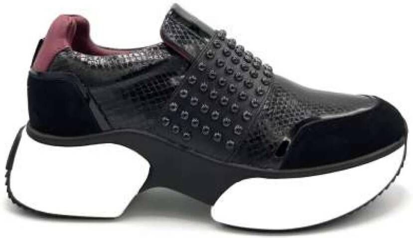 Jeannot Slip-On Sneaker met Hagedis Effect Black Dames