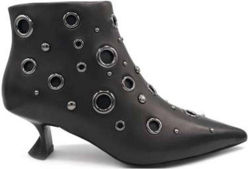 Jeannot Studded Leren Enkellaarzen Black Dames