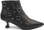 Jeannot Studded Leren Enkellaarzen Black Dames - Thumbnail 1