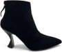 Jeannot Suede Zip Back Leather Effect Heels Black Dames - Thumbnail 1