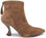 Jeannot Suede Zip Back Leather Effect Heels Brown Dames - Thumbnail 1