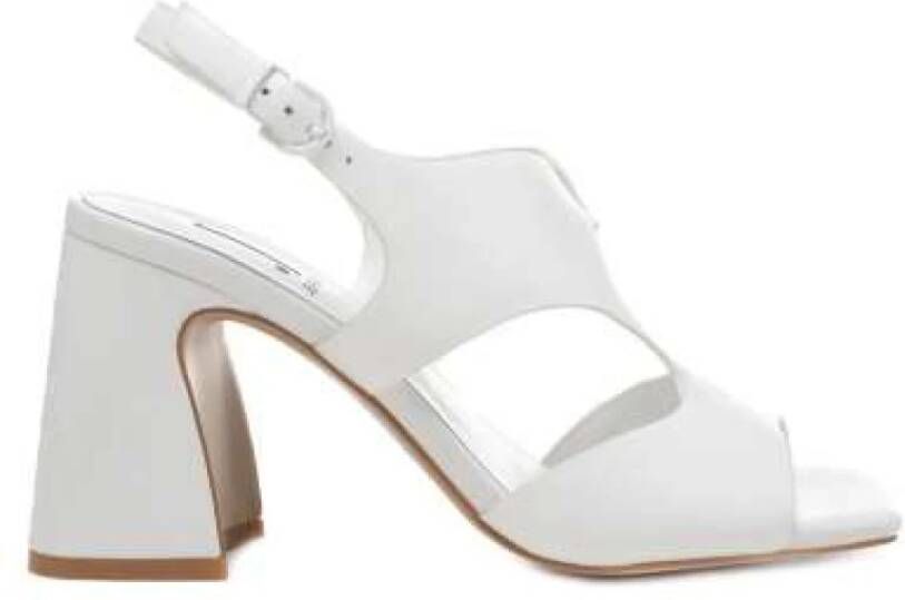 Jeannot Witte Leren Hoge Hak Sandalen White Dames