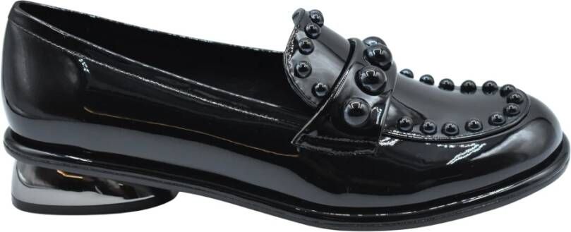 Jeannot Zwarte Veterschoenen met Platte Zool Black Dames