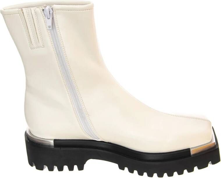 Jeffrey Campbell Witte leren enkellaarzen met middelhoge schacht White Dames