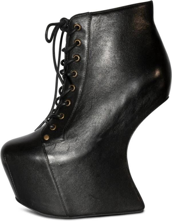 Jeffrey Campbell Zwarte leren sleehak laarzen Black Dames