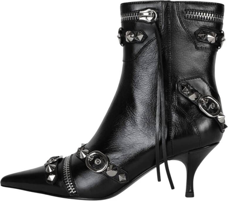 Jeffrey Campbell Zwarte motorfiets geïnspireerde kittenhak laarzen Black Dames