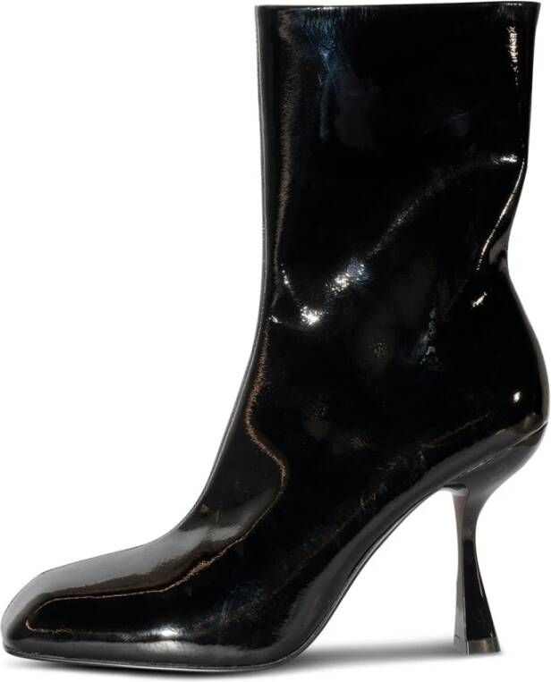 Jeffrey Campbell Zwarte Patent Stretch Enkellaarzen Black Dames