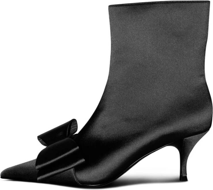 Jeffrey Campbell Zwarte Satijnen Strik Detail Kitten Hak Laars Black Dames