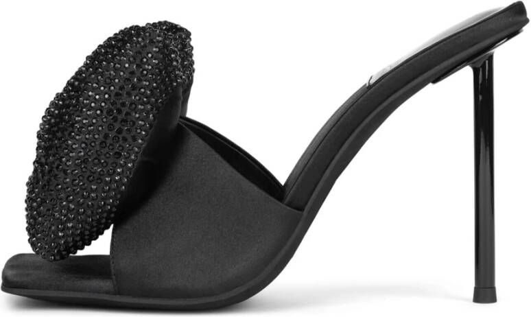 Jeffrey Campbell Zwarte Satijnen Strikdetail Hakken Muiltjes Black Dames