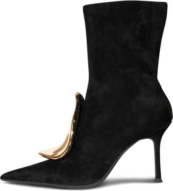 Jeffrey Campbell Zwarte Suède Gouden Ritslaarzen Black Dames