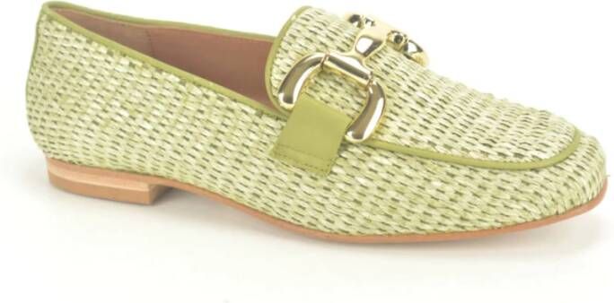 Jhay Groene Raffia Moccasin + Gar. Green Dames