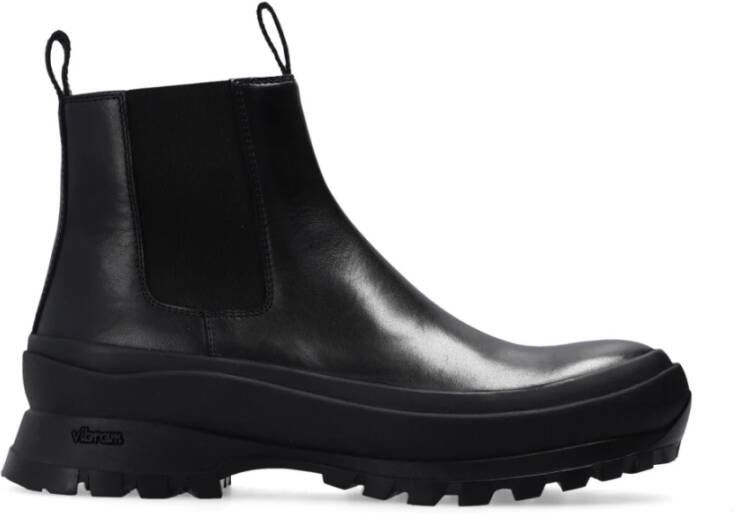 Jil Sander Zwarte Leren Chelsea Laarzen Black Heren