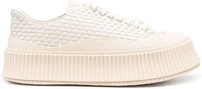 Jil Sander Elegante Beige Leren Sneakers Beige Dames