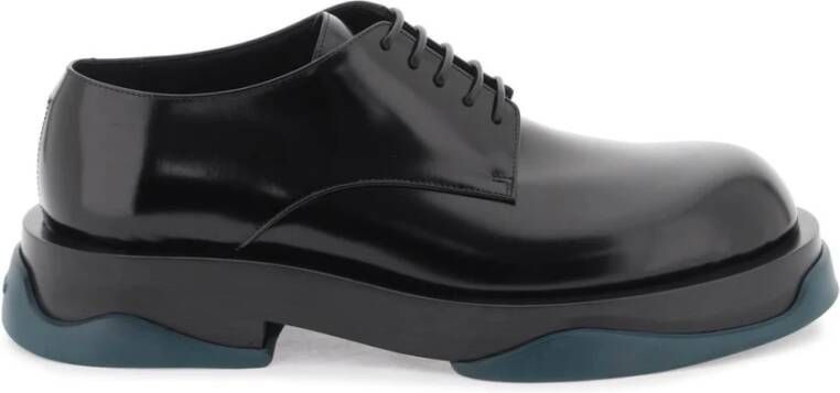 Jil Sander Veterschoenen Contrasterende Zool Leer Black Heren