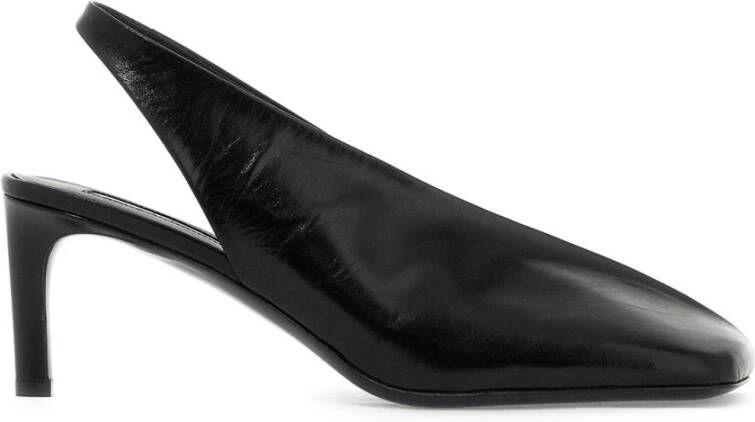 Jil Sander Gelamineerde leren slingback pumps Black Dames