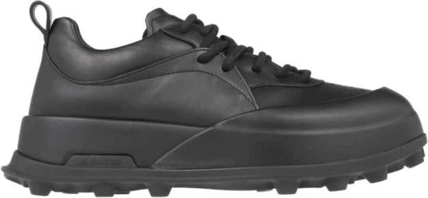 Jil Sander Geperforeerde Leren Lage Sneakers Black Heren