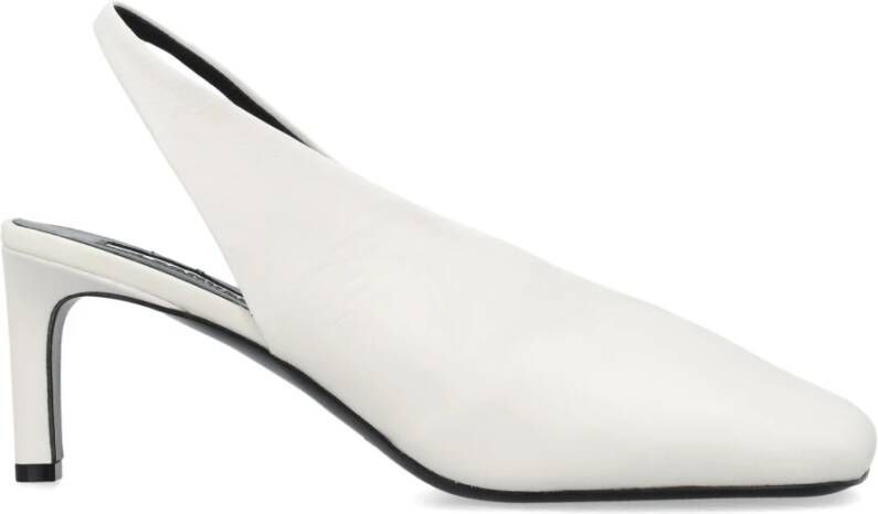 Jil Sander Gesloten Porselein Hoge Hak Slingback Pumps White Dames