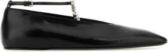 Jil Sander Leren Ballet Flats met Kristaldetail Black Dames