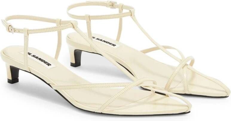 Jil Sander Krijt Kitten Kooi Sandaal Beige Dames