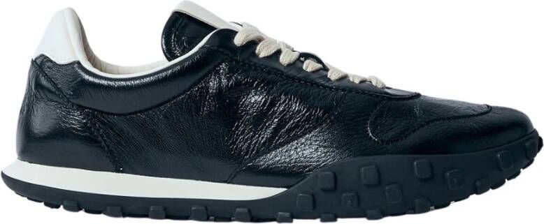 Jil Sander Leren Low-Top Sneakers met Logo Motief Black Dames