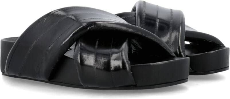 Jil Sander Luxe zwarte leren slippers Zwart Dames