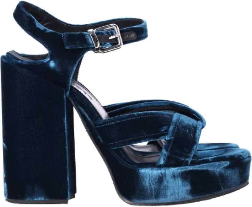 Jil Sander Pre-owned Velvet heels Blue Dames