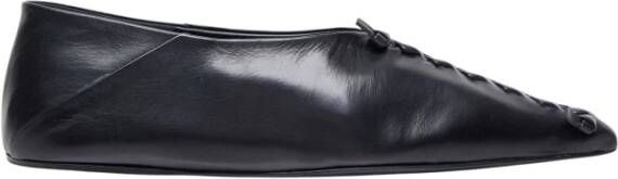 Jil Sander Puntige Leren Ballerina Flats Black Dames