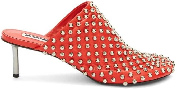 Jil Sander Rode Leren Stud Slip-On Schoenen Red Dames