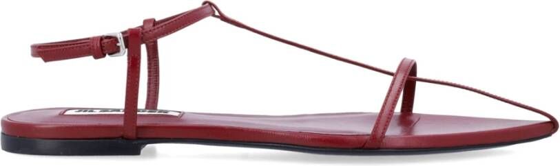 Jil Sander Rode platte kooi sandalen Red Dames