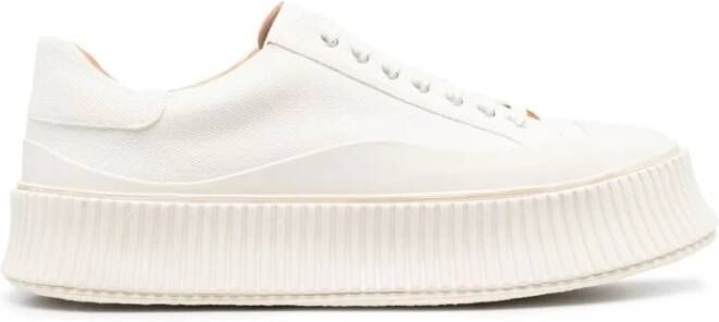 Jil Sander Katoenen en kalfsleren sneakers voor heren Beige Heren